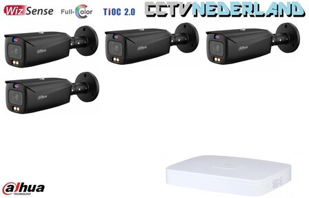 NVR + 4 x camera 8MP - kit met kleur-nachtzicht en 2-weg audio