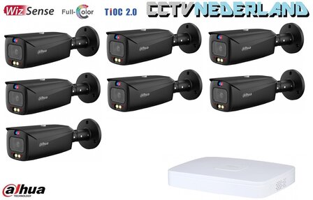 NVR + 7 x camera 8MP - kit met kleur-nachtzicht en 2-weg audio