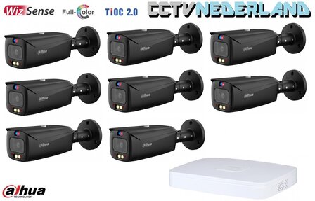 NVR + 8 x camera 8MP - kit met kleur-nachtzicht en 2-weg audio