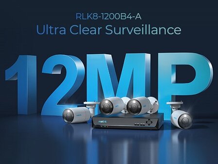 Reolink RLK8-1200B4-A-4MM 12MP PoE beveiligingsset met slimme detectie en spotlights