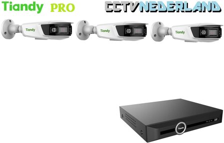 Tiandy PRO NVR 2TB met 3 x TC-C382V panoramic camera