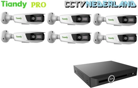 Tiandy PRO NVR 2TB met 6 x TC-C382V panoramic camera