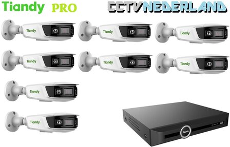 Tiandy PRO NVR 2TB met 8 x TC-C382V panoramic camera