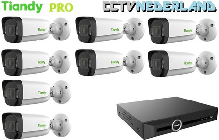 Tiandy PRO NVR 2TB met 8 x TC-C34UV  camera color maker