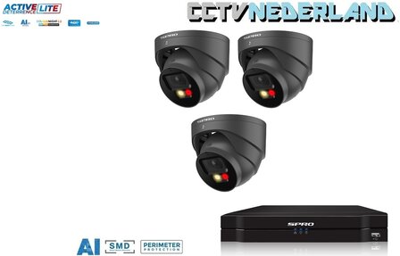 NVR 1TB 3 x 4MP camera COLOUR NIGHT 2.0 2-weg audio antraciet