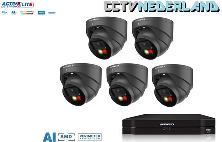 NVR 1TB 5 x 4MP camera COLOUR NIGHT 2.0 2-weg audio antraciet