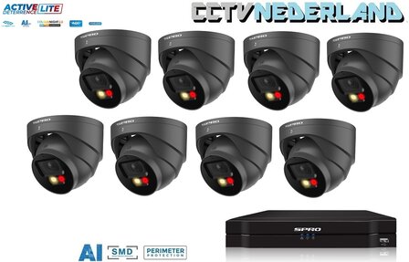 NVR 1TB 8 x 4MP camera COLOUR NIGHT 2.0 2-weg audio antraciet