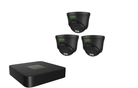 Tiandy NVR 1TB hdd met 3 x fixed color camera zw