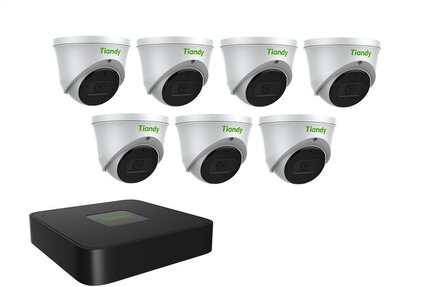 Tiandy NVR 1TB hdd met 7 x fixed color camera wit