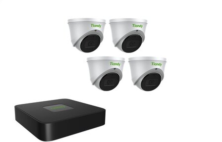 Tiandy NVR 1TB hdd met 4 x fixed color camera wit