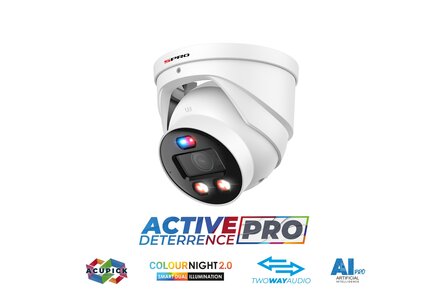 SPRO 8MP IP Turret Camera met Actieve Afschrikking en Acupick AI &ndash; DHIPD80/28LRW/30-D-V5