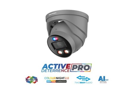 SPRO 8MP IP Turret Camera met Actieve Afschrikking en Acupick AI &ndash; DHIPD80/28LRG/30-D-V5