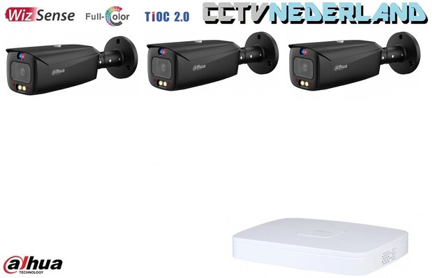 NVR + 3 x camera 8MP - kit met kleur-nachtzicht en 2-weg audio