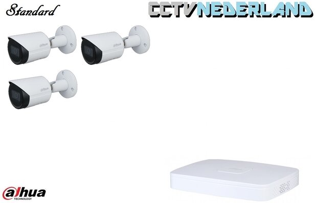 systeem met 2TB Standard 3 x 5MP bullet camera