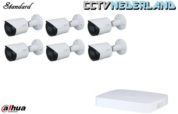 systeem met 2TB Standard 6 x 5MP bullet camera