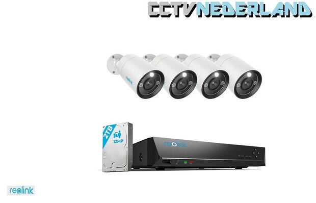 Reolink RLK8-1200B4-A-4MM 12MP PoE beveiligingsset met slimme detectie en spotlights