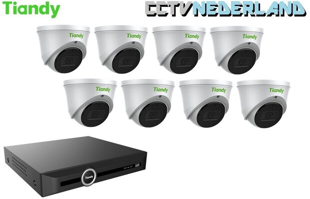        Tiandy NVR 1TB met 8 x 4MP turret camera