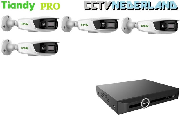 Tiandy PRO NVR 2TB met 4 x TC-C382V panoramic camera