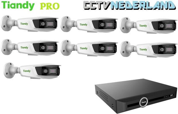 Tiandy PRO NVR 2TB met 7 x TC-C382V panoramic camera