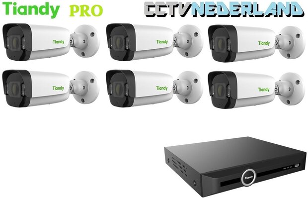 Tiandy PRO NVR 2TB met 6 x TC-C34UV  camera color maker