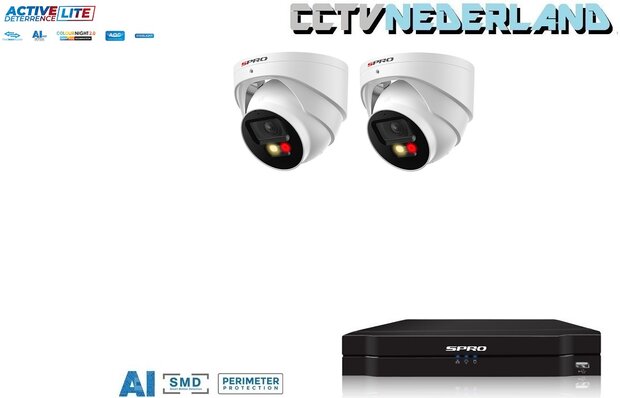 NVR 1TB 2 x 4MP camera COLOUR NIGHT 2.0 2-weg audio