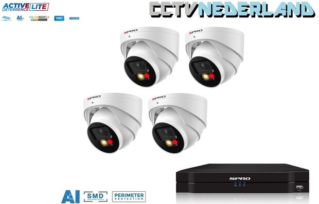 NVR 1TB 4 x 4MP camera COLOUR NIGHT 2.0 2-weg audio