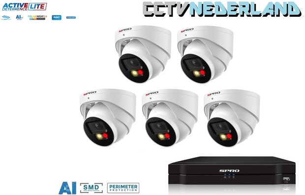 NVR 1TB 5 x 4MP camera COLOUR NIGHT 2.0 2-weg audio