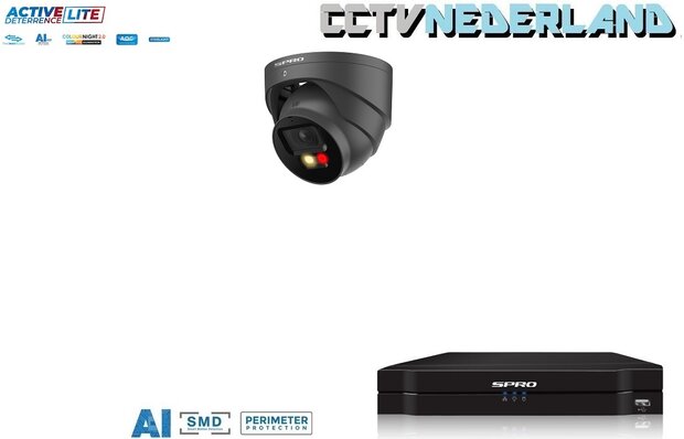 NVR 1TB 1 x 4MP camera COLOUR NIGHT 2.0 2-weg audio antraciet