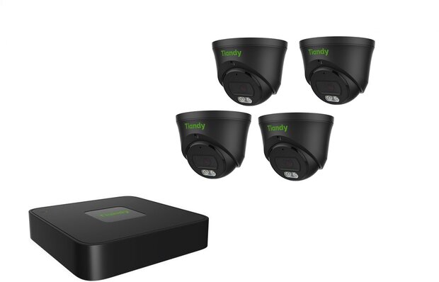 Tiandy NVR 1TB hdd met 4 x fixed color camera zw