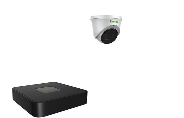 Tiandy NVR 1TB hdd met 1 x fixed color camera wit