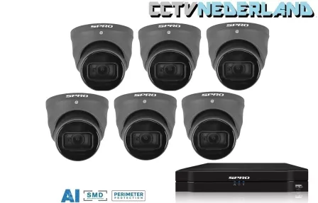 SPRO NVR met 1TB harddisk en 6 x 5MP camera ingebouwde microfoon