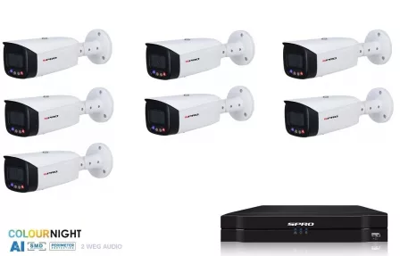 NVR 1TB met 7 x 8MP camera 24.7 full color en audio SPRO