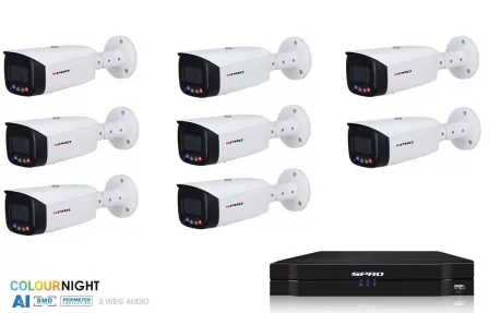 NVR 1TB met 8 x 8MP camera 24.7 full color en audio SPRO