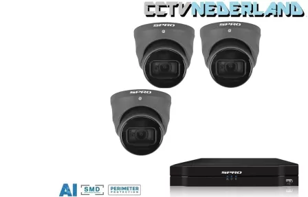 SPRO NVR met 1TB harddisk en 3 x 5MP camera ingebouwde microfoon