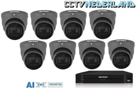 SPRO NVR met 1TB harddisk en 8 x 5MP camera ingebouwde microfoon