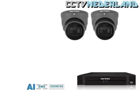 SPRO NVR met 1TB harddisk en 2 x 5MP camera ingebouwde microfoon
