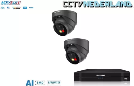 NVR 1TB 2 x 4MP camera COLOUR NIGHT 2.0 2-weg audio antraciet